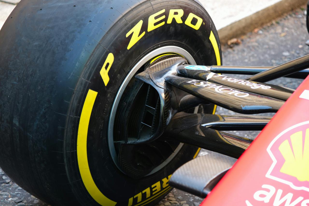 Close-up of a formula 1 race car tire